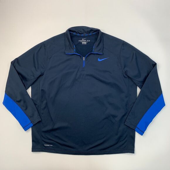 Nike Sweatshirt Mens 2XL XXL Windsor Blue Therma Fit Fleece Warm Up Training - Picture 2 of 10